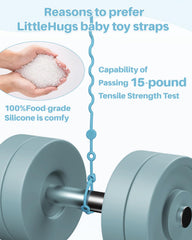LittleHugs highchair clip secures a teether during meals for easy access.