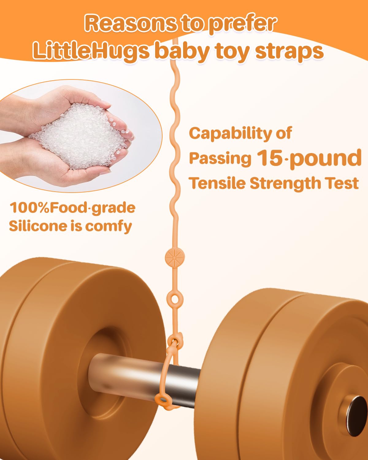 LittleHugs stroller strap orange keeps items within reach