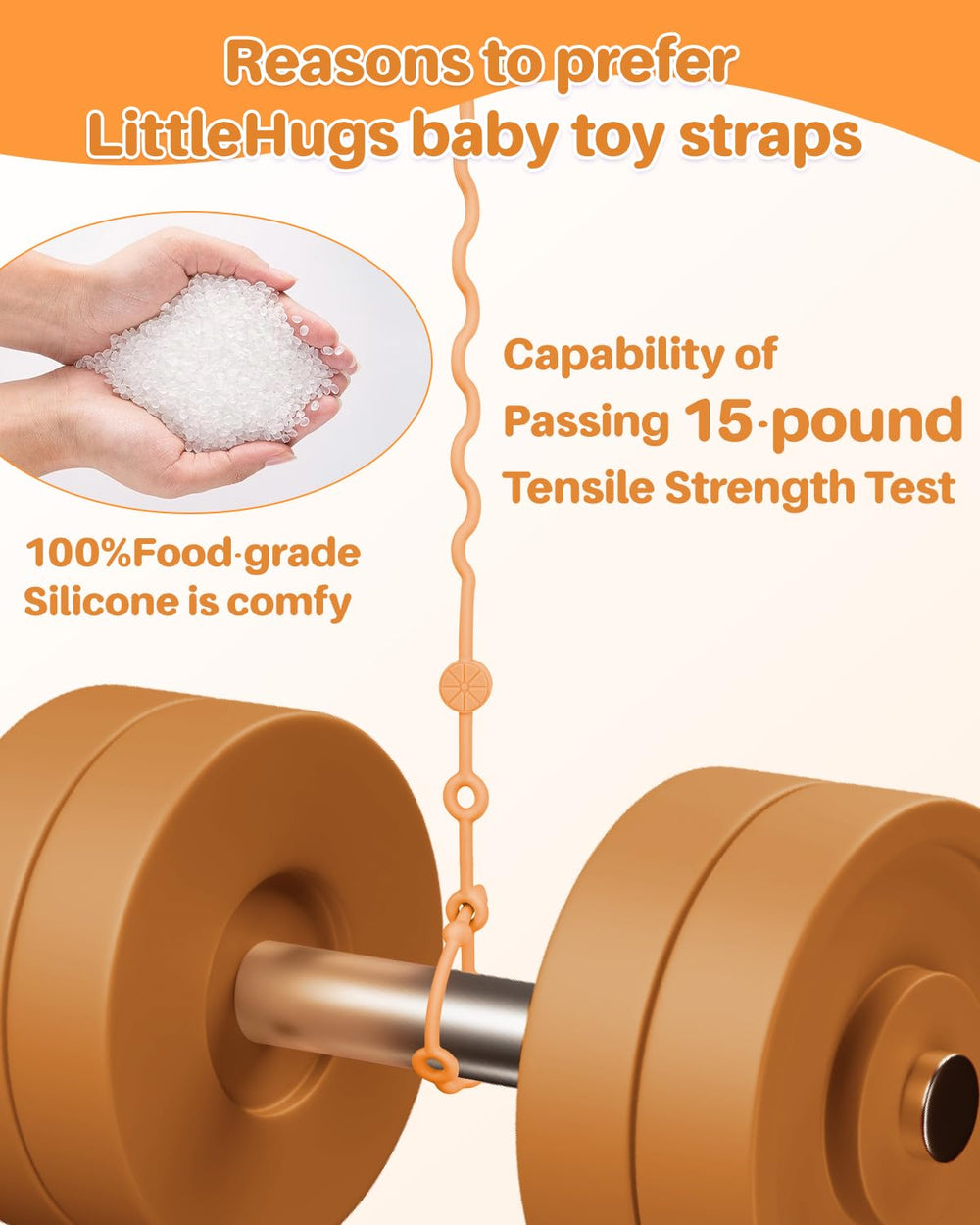 LittleHugs stroller strap orange keeps items within reach