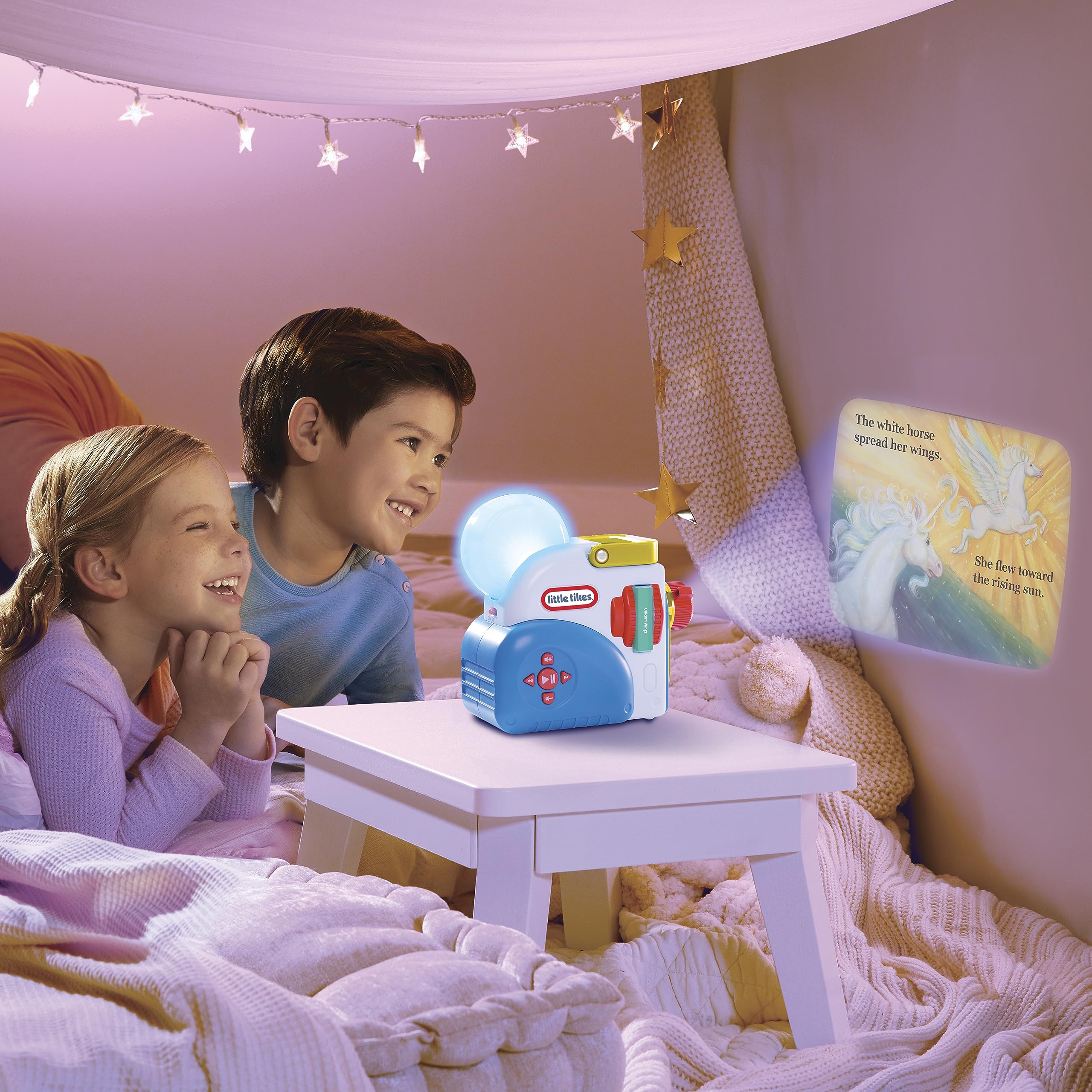 Unicorn nightlight character from Little Tikes Story Dream Machine glows softly for bedtime ambiance