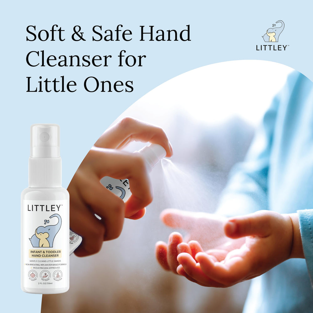 LITTLEY Hand Cleanser being applied to hands for fast cleansing moments.