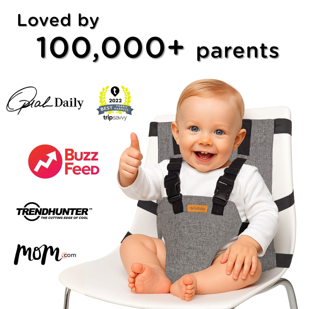 Liuliuby Compact Travel High Chair in use at the dining table.