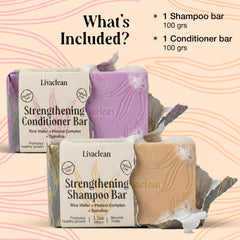 LivaClean 2-pack rice water conditioner bar stack emphasizes travel-friendly conditioning.