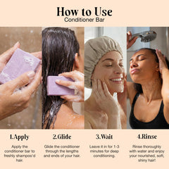 LivaClean hyaluronic acid conditioner bar detail showcases moisture for soft hair.