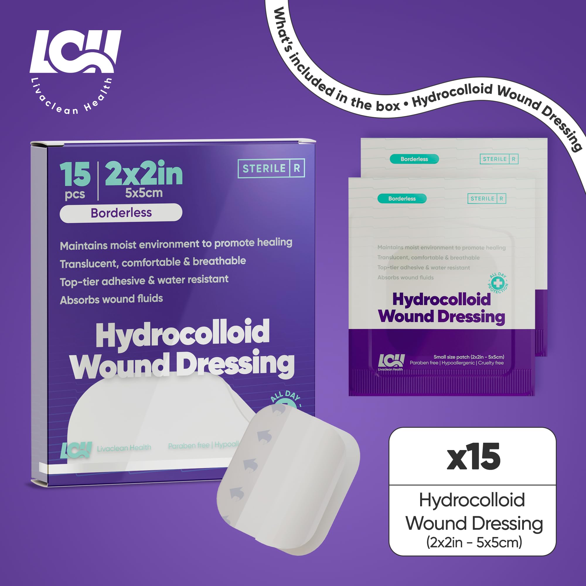 Livaclean Health individually wrapped patches for travel wound care