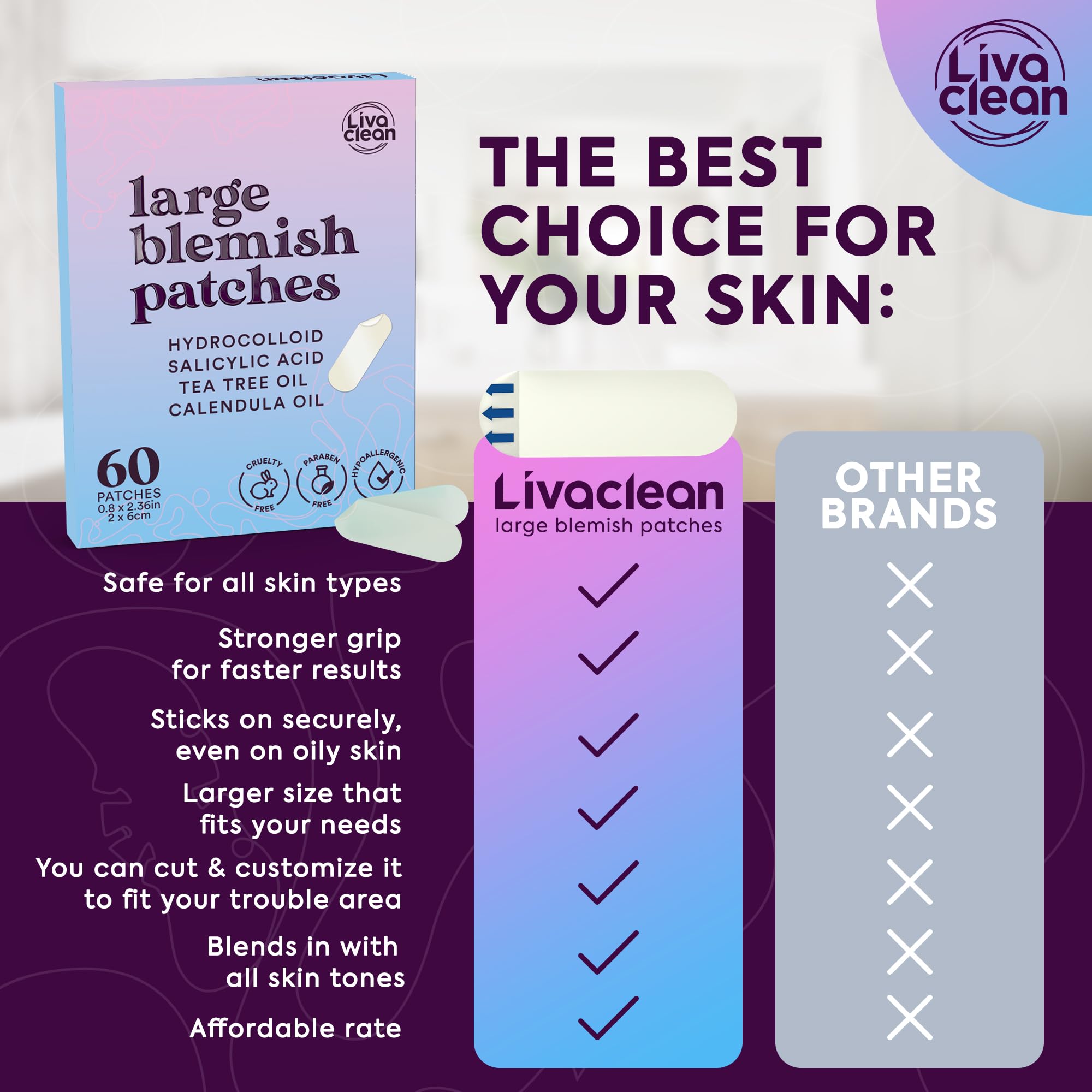 LivaClean patch for forehead, nose, and chin target care.