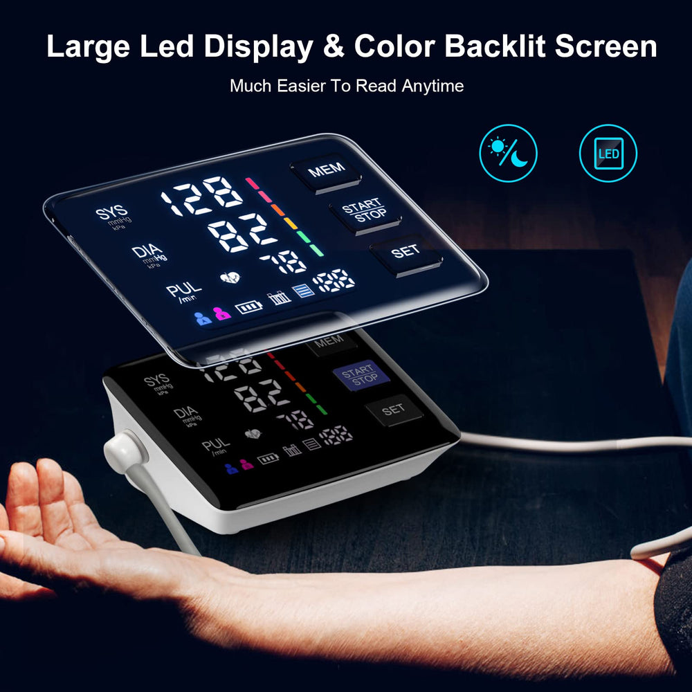 LIVAROCI bp monitor led screen with backlight for clear readings day or night.