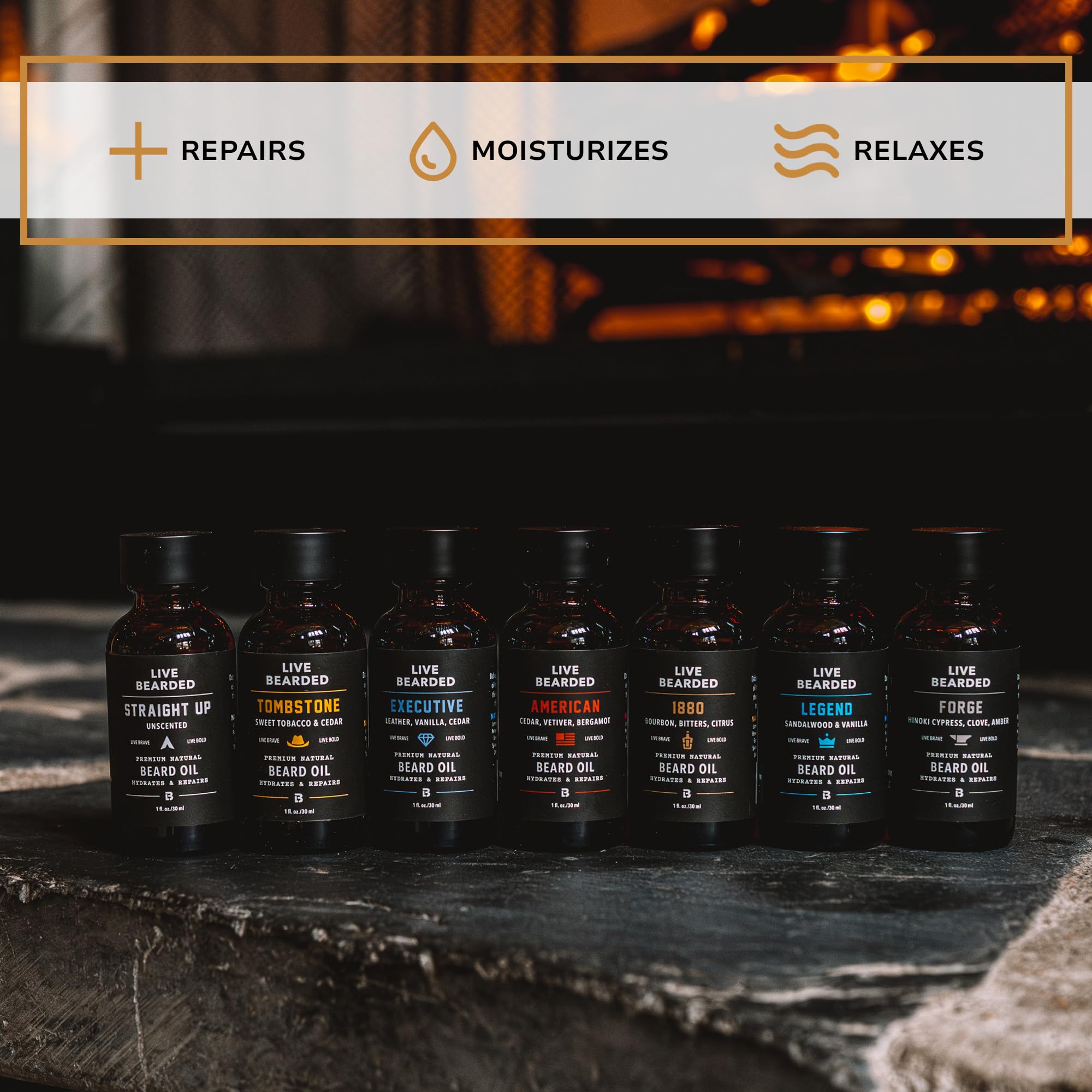 Live Bearded close-up reveals jojoba-based ingredients for beard care
