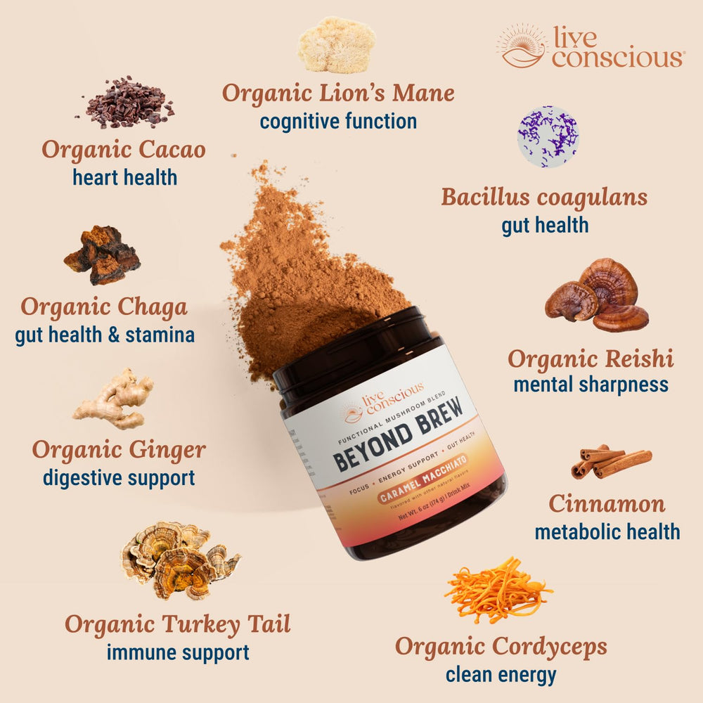 Live Conscious Beyond Brew cinnamon cocoa cup with cozy, flavor-forward appeal