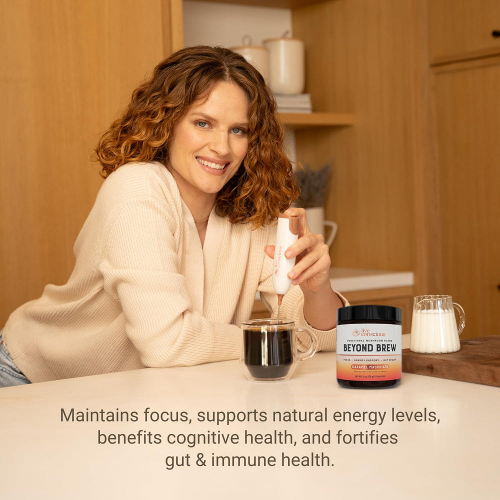 Live Conscious Beyond Brew prebiotics-probiotics pack promoting gut-friendly benefits