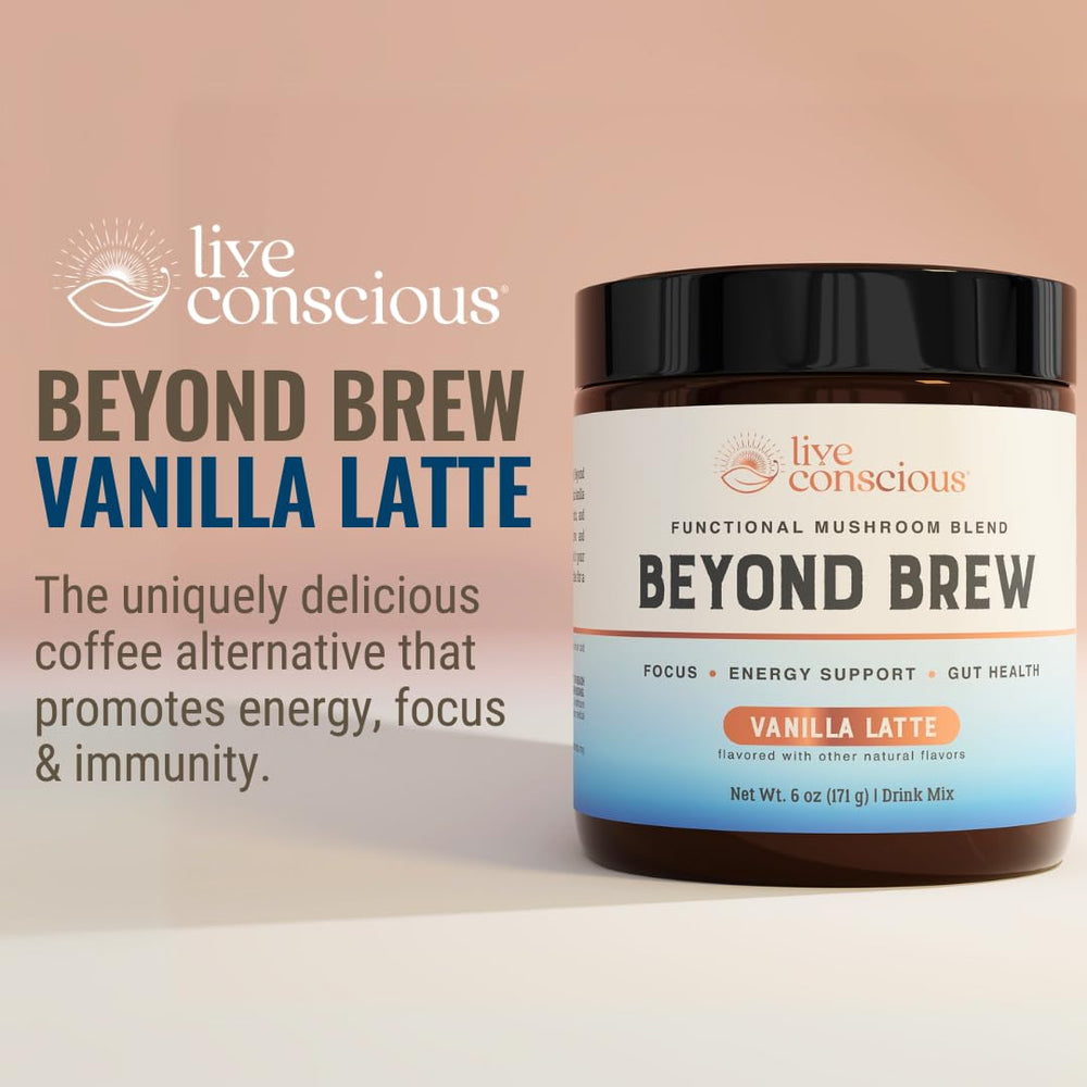 Live Conscious Beyond Brew Vanilla Latte scoop ready to mix