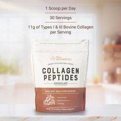Live Conscious Collagen Chocolate scoop ready for quick daily collagen boost.
