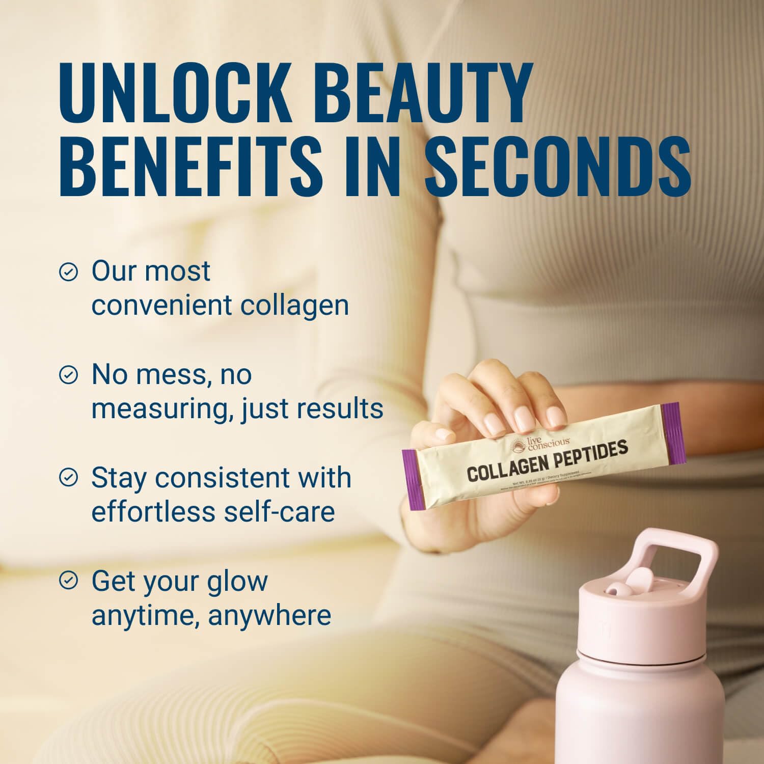 Live Conscious Collagen Peptides adds subtle boost to smoothie.