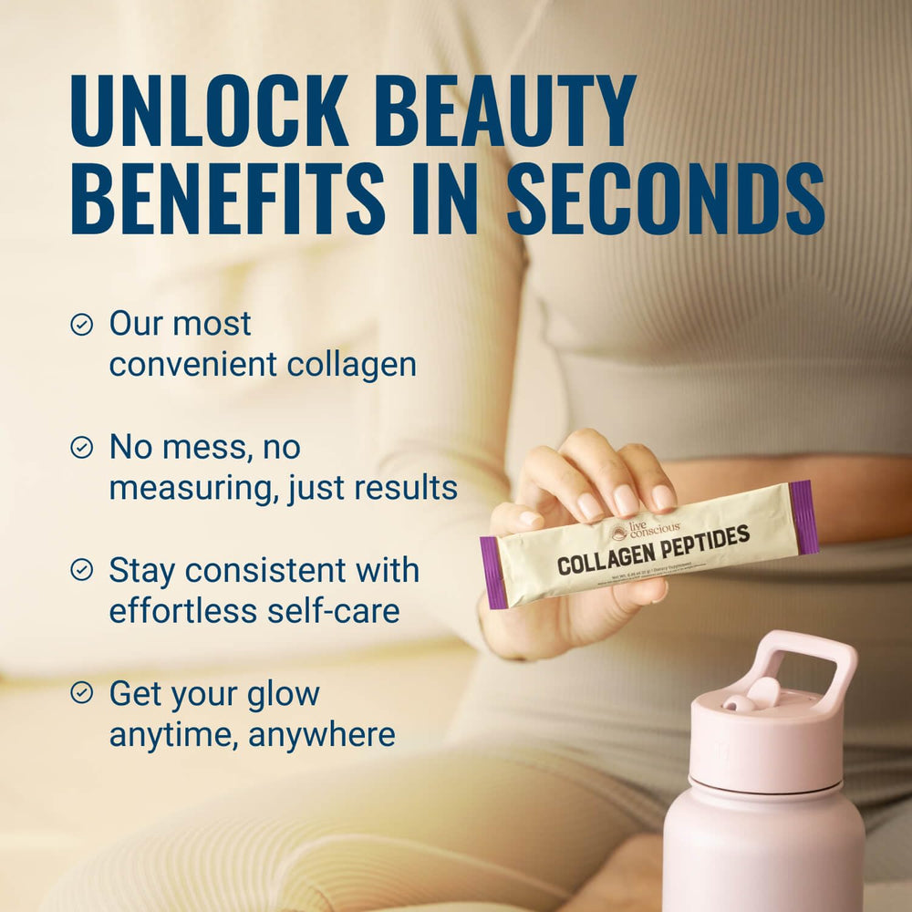 Live Conscious Collagen Peptides adds subtle boost to smoothie.