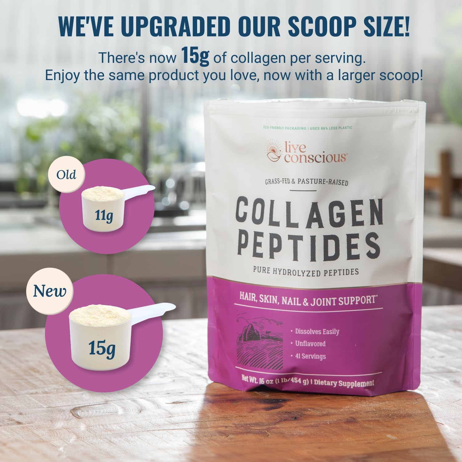Live Conscious Collagen Powder 2-pack packaging conveys value for ongoing use.