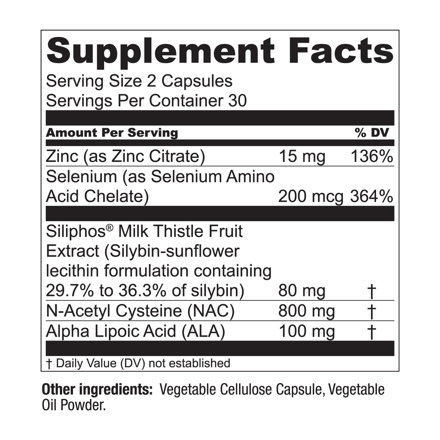 Live Conscious LiverWell bottle label closeup showing antioxidant support details.