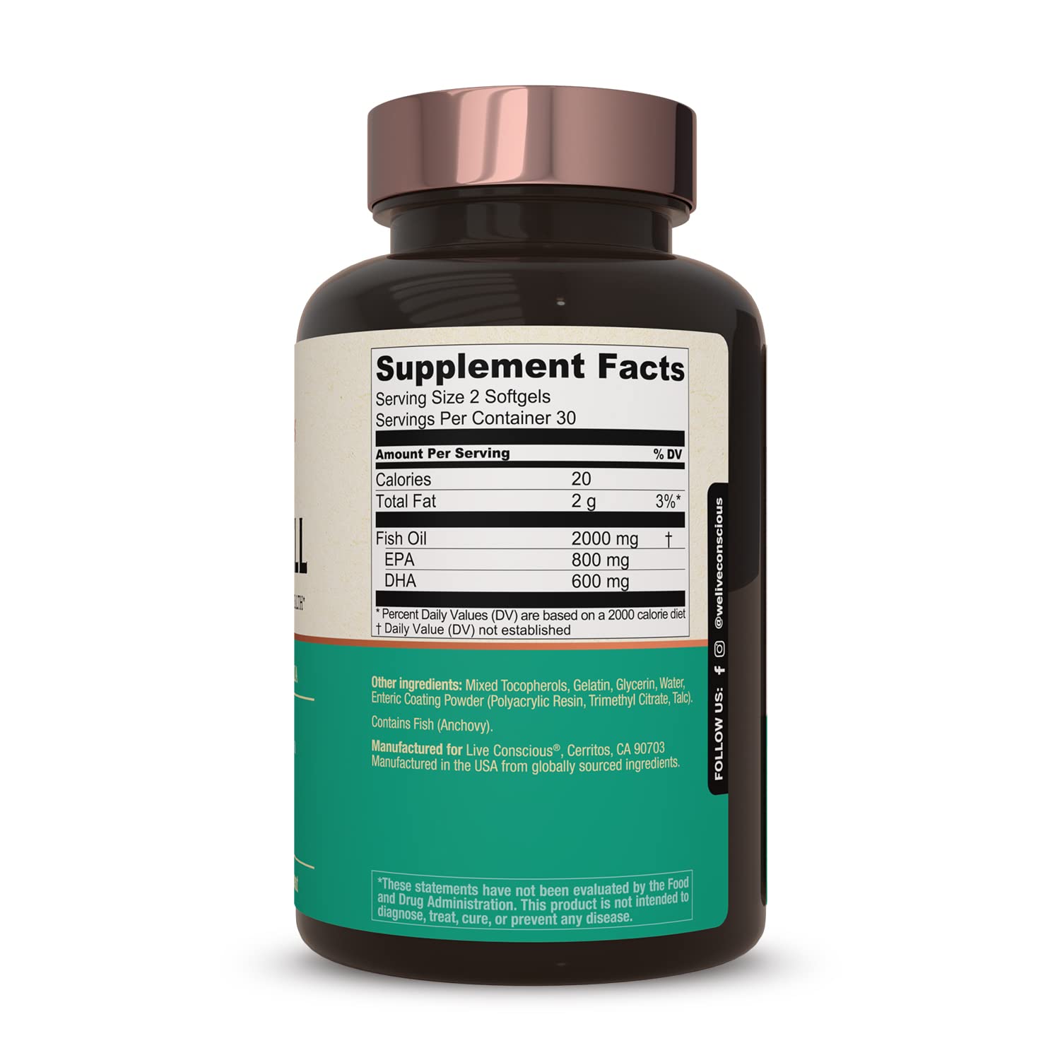Live Conscious OmegaWell burpless softgels suggest easy digestion during daily routines.
