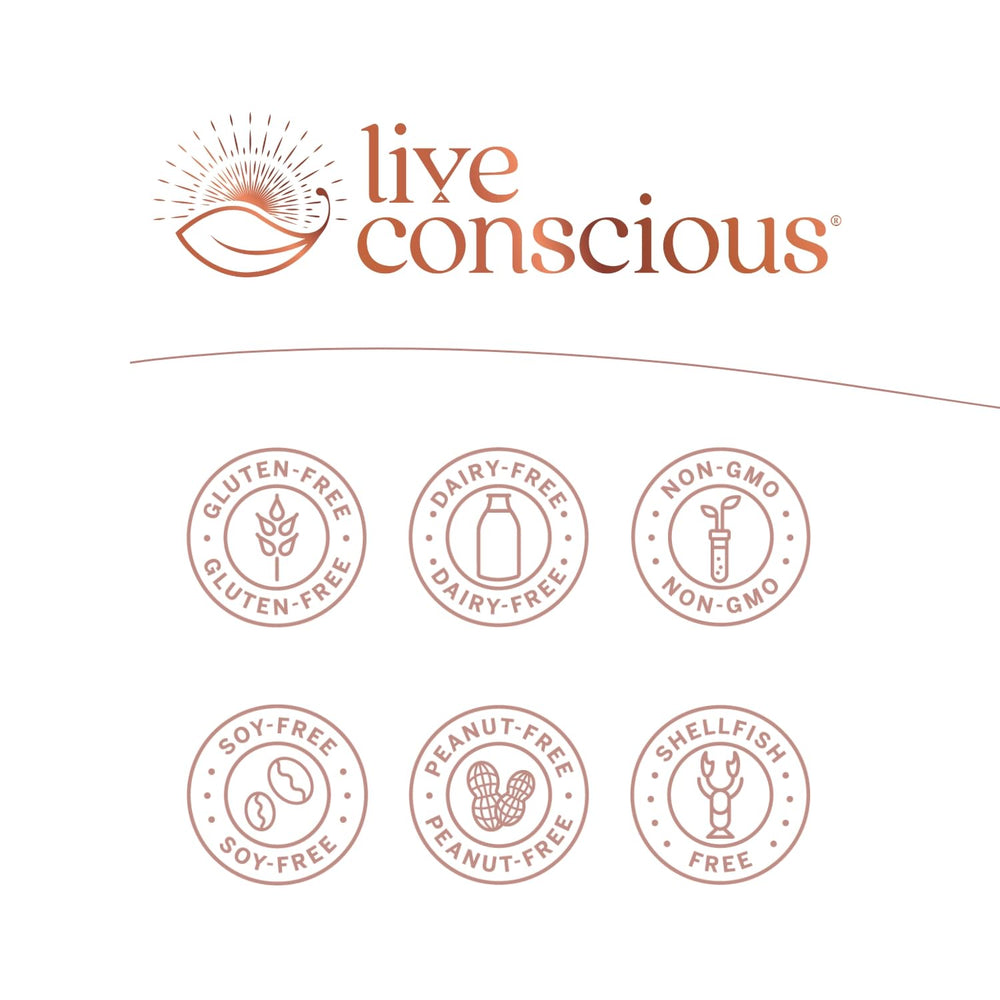 Live Conscious OmegaWell badge confirms third-party testing for purity and contaminants.