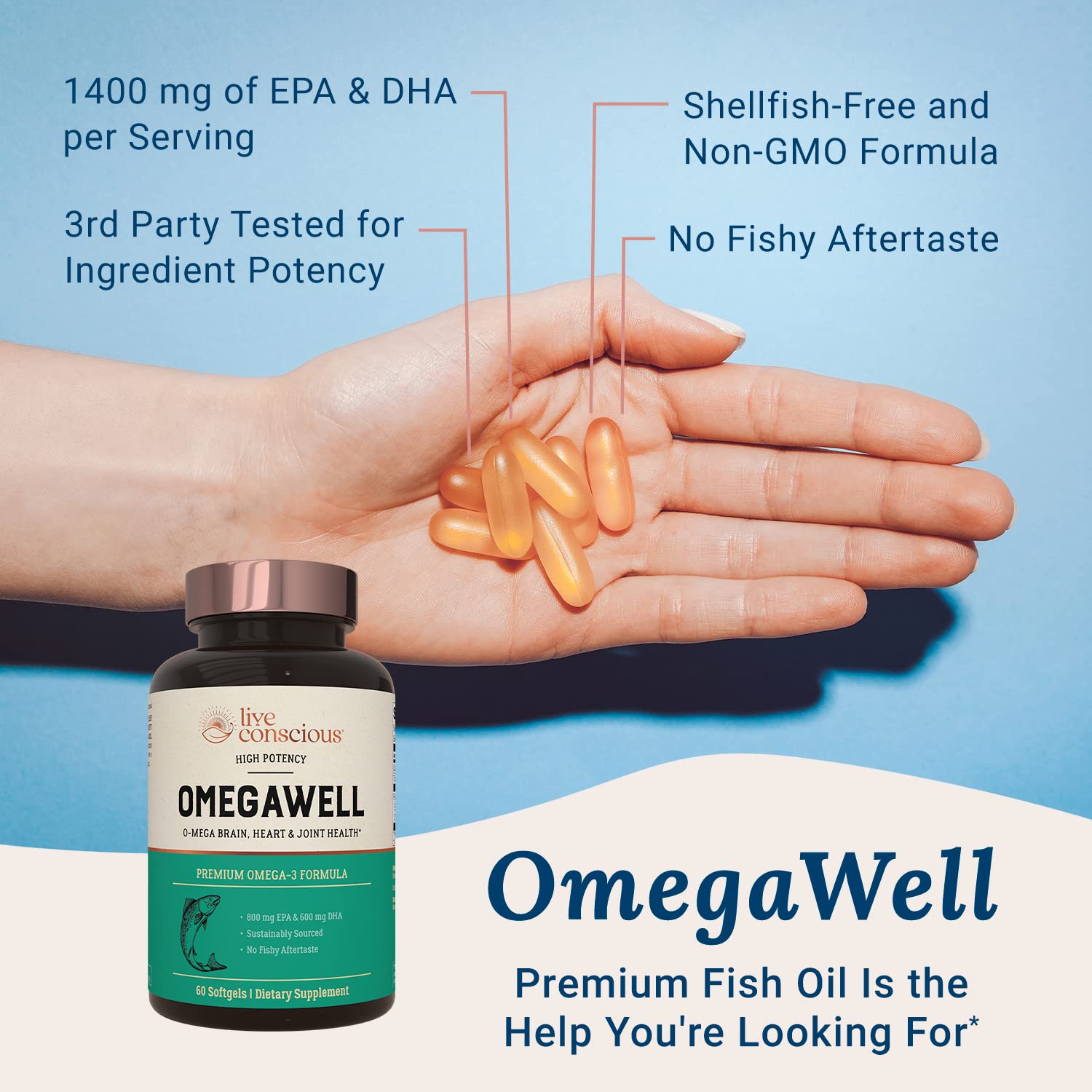 Live Conscious OmegaWell 2-pack box emphasizing value and ongoing daily omega-3 support.