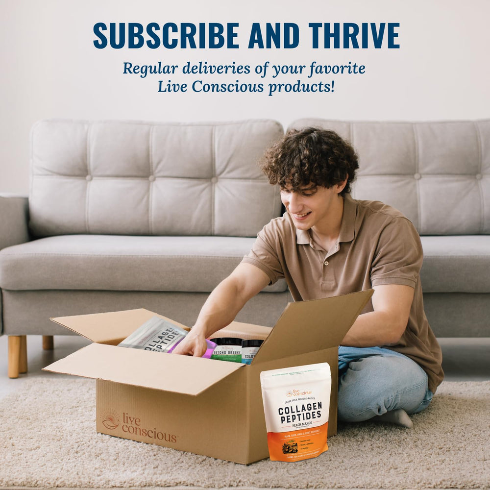 Live Conscious Vegan B12 Drops on a shelf showcasing energy and immune health benefits