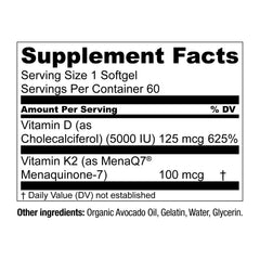 Live Conscious Vitamin K2 MK7 with D3 label-closeup featuring patented ingredient mention.