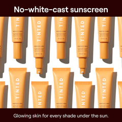 Live Tinted Hueguard cream texture close-up shows non-greasy finish.