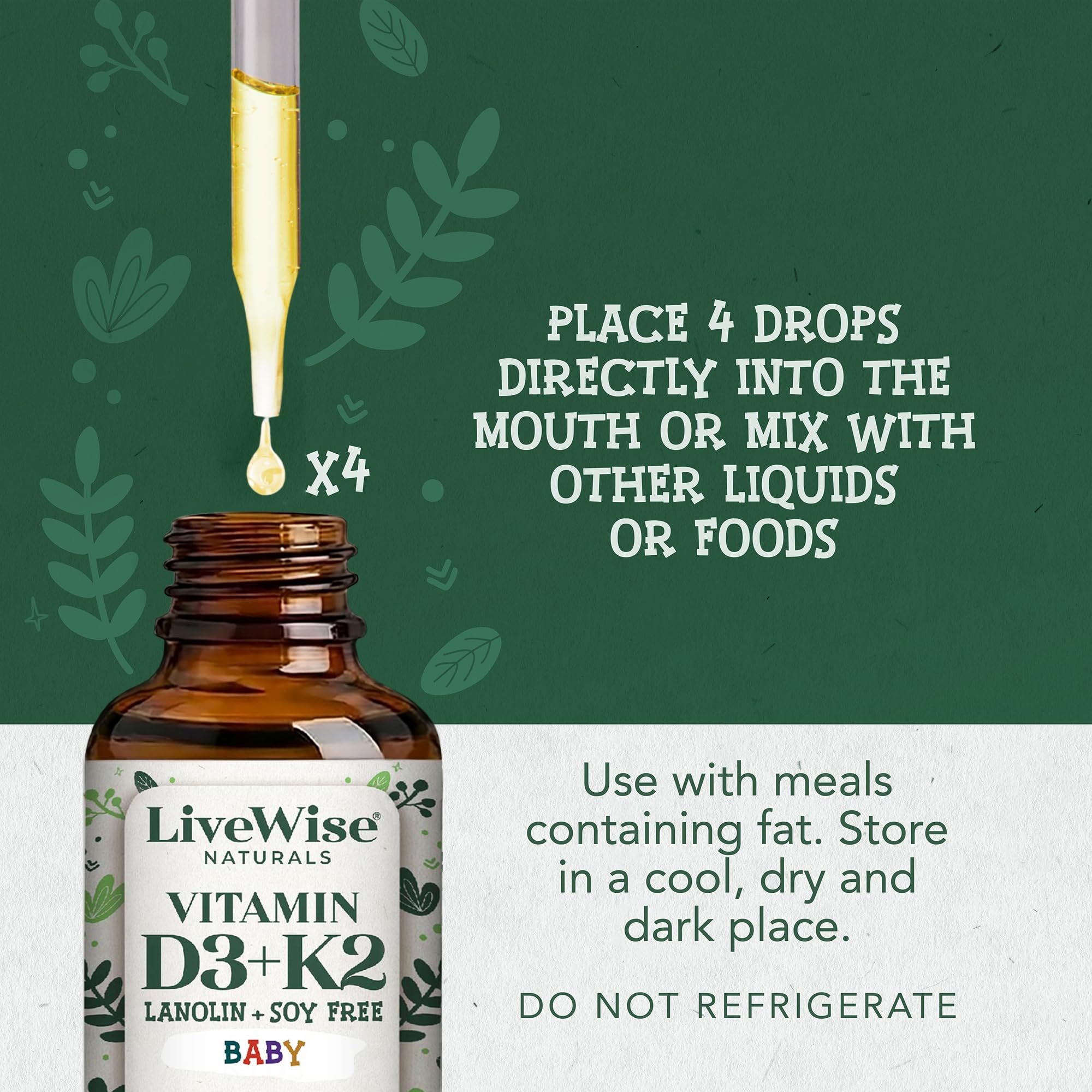 Drop placed in baby’s mouth using Live Wise Naturals bottle.