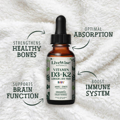 Live Wise Naturals drops mixed with baby food for easy feeding.