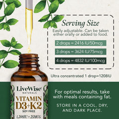 Amber glass Live Wise Naturals bottle protects contents and preserves freshness.