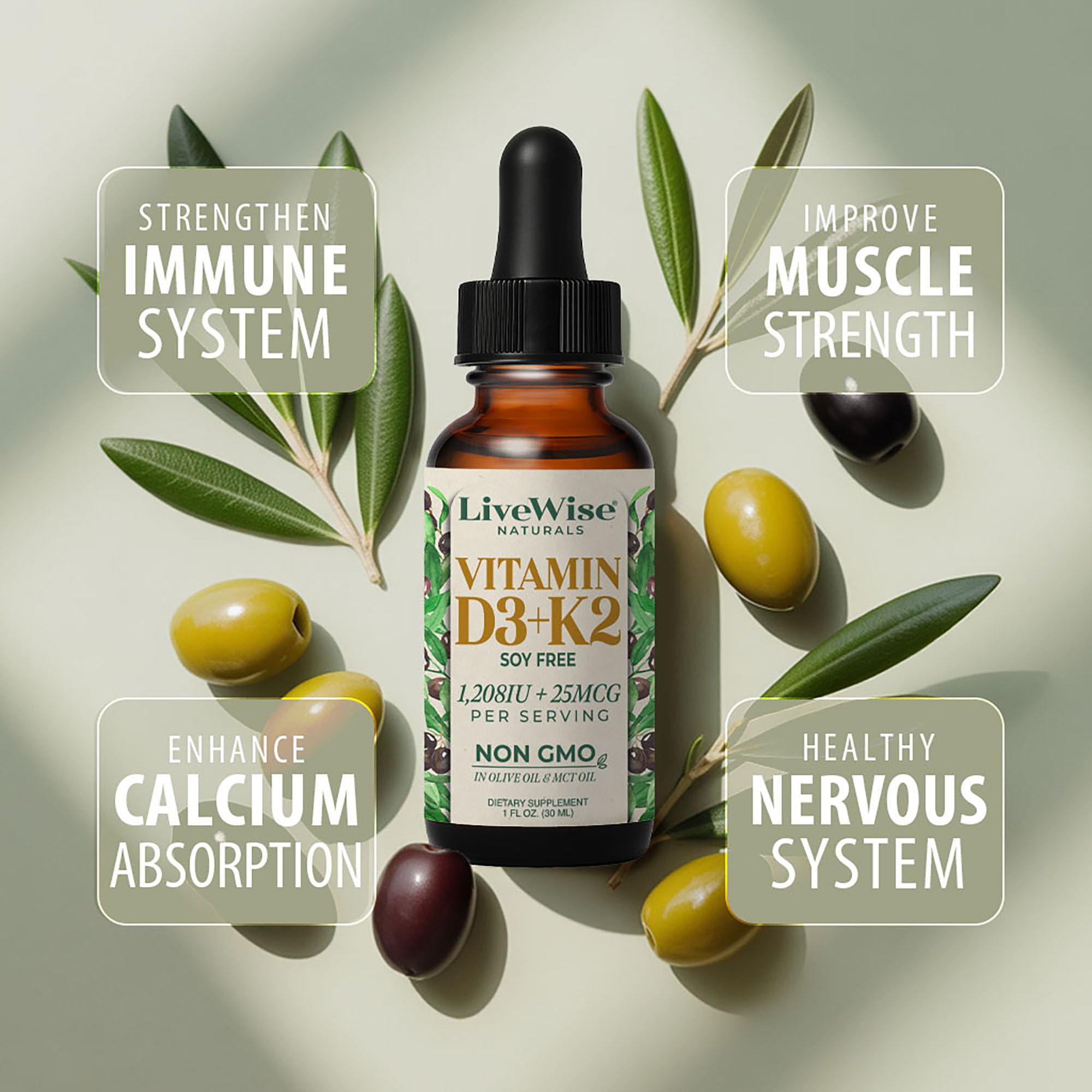 Dropper used under tongue for fast absorption with Live Wise Naturals drops.