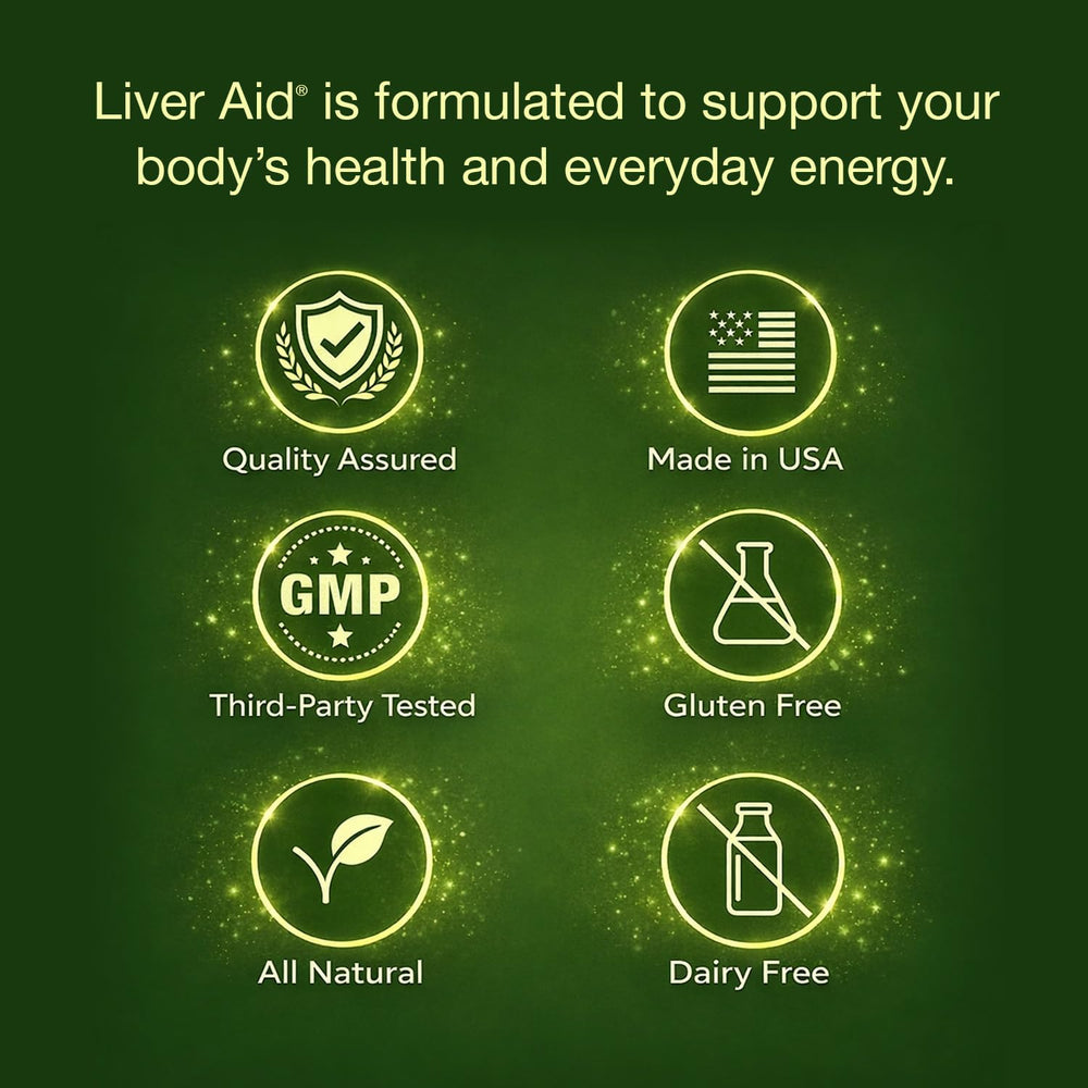 Liverite Liver Aid dispensing image emphasizes simple capsule-taking for sustainable energy support