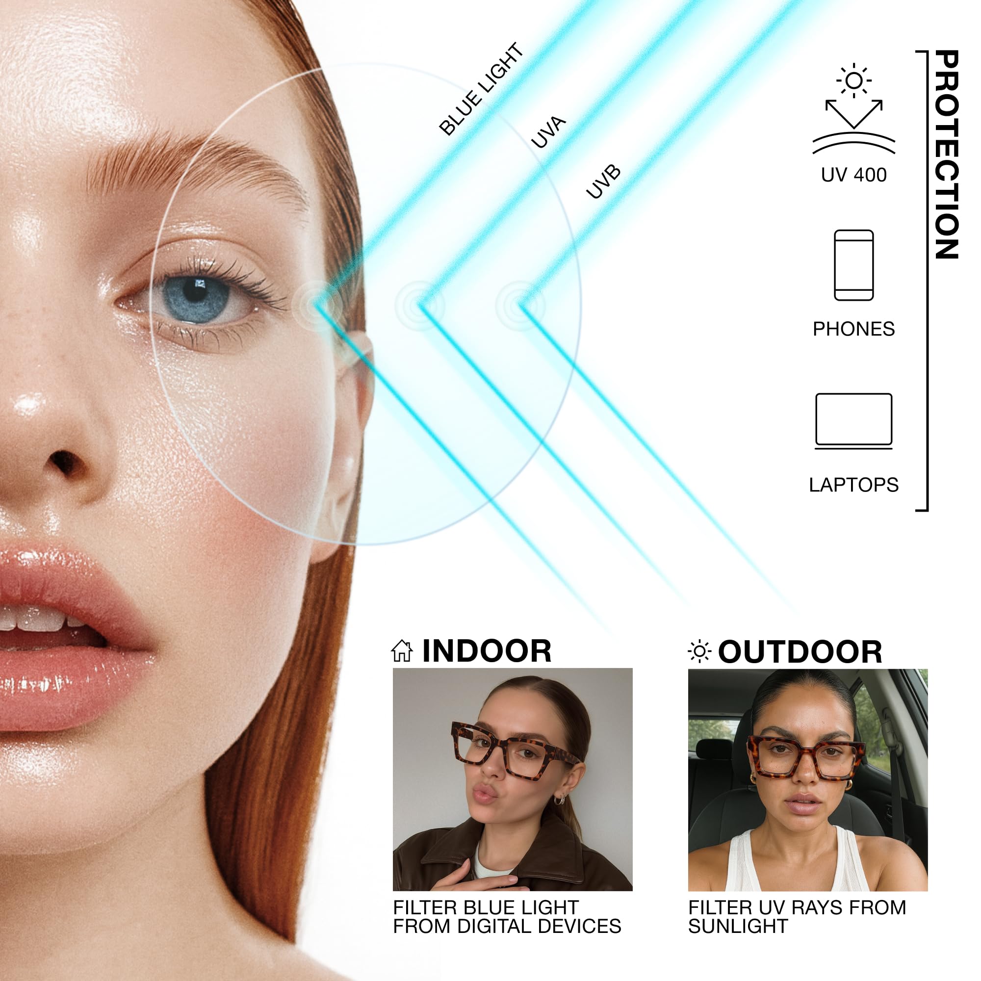 Livho chic preppy rectangle frame close-up highlighting lightweight design.