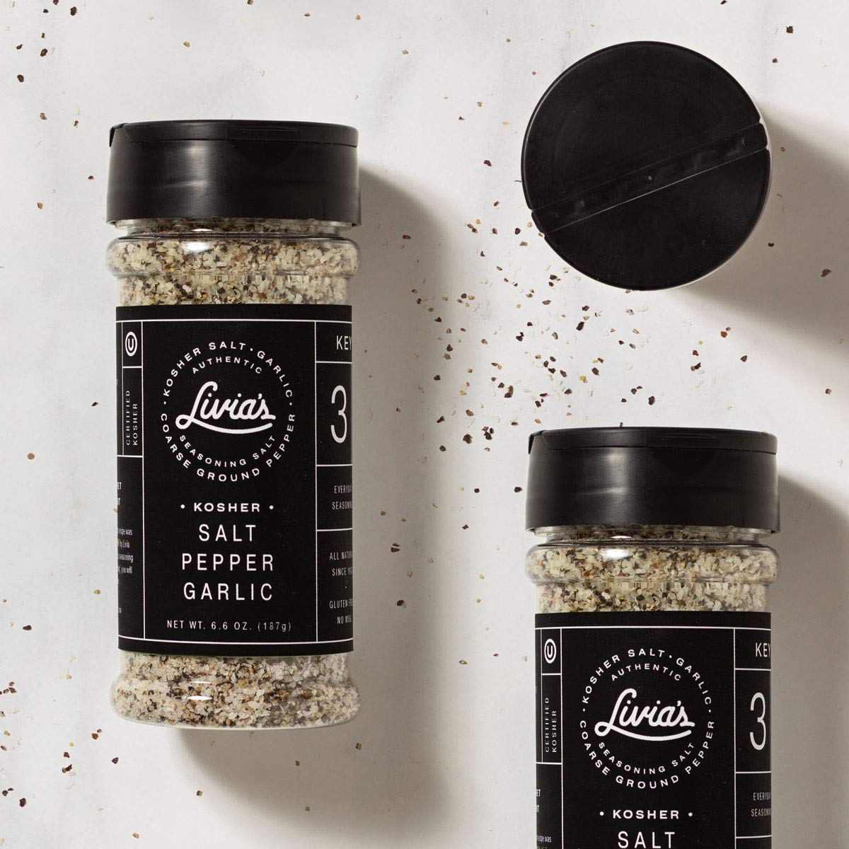 Livia’s Salt Pepper Garlic Seasoning on burgers delivers juicy, well-seasoned patties