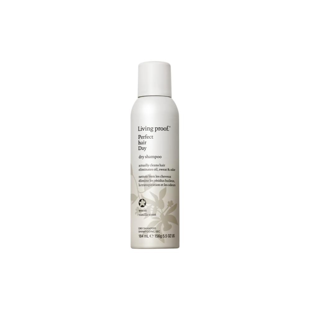Living Proof Dry Shampoo Vanilla Scent bottle offers instant refresh and oil absorption.