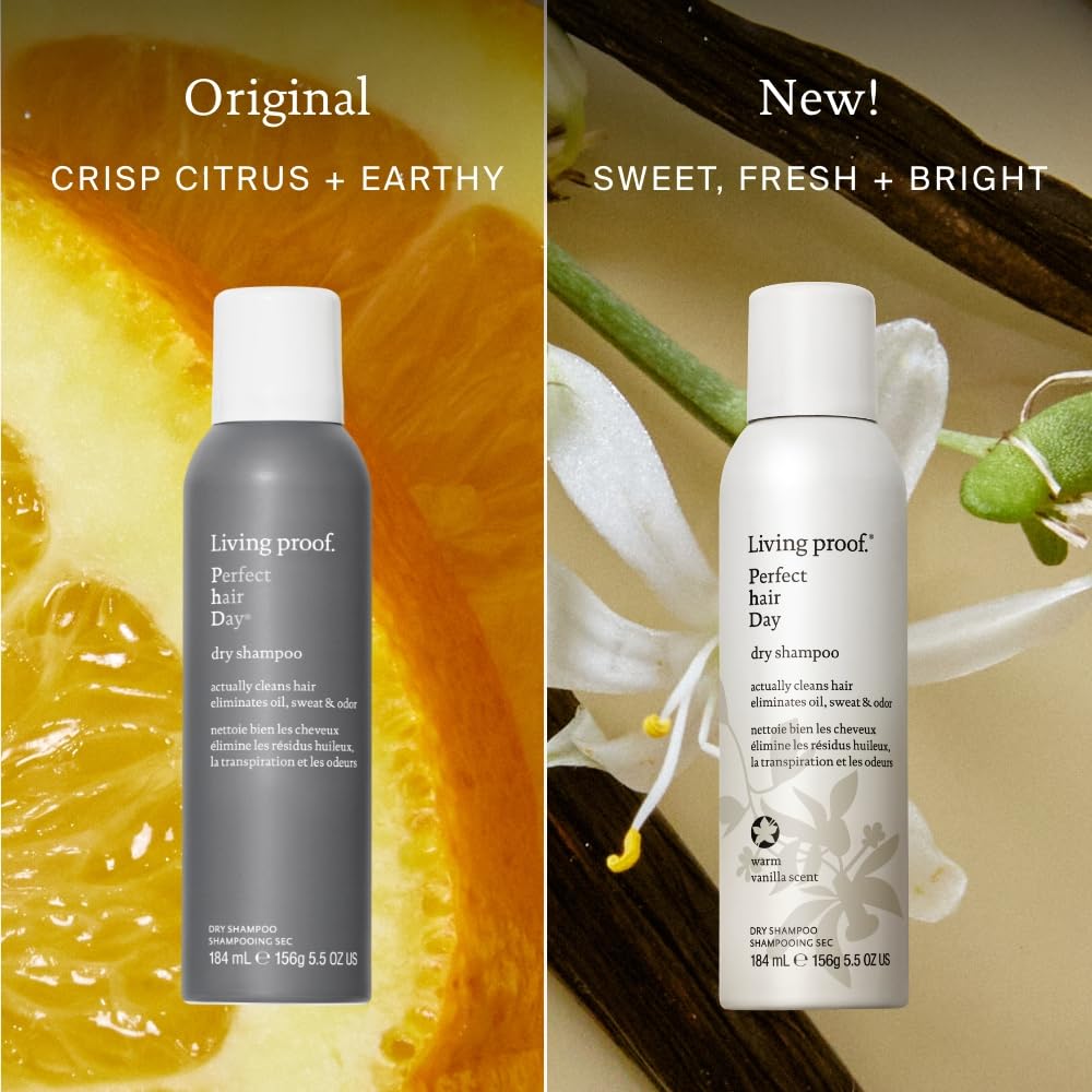 Living Proof Dry Shampoo Vanilla Scent packaging close-up highlights limited edition design.