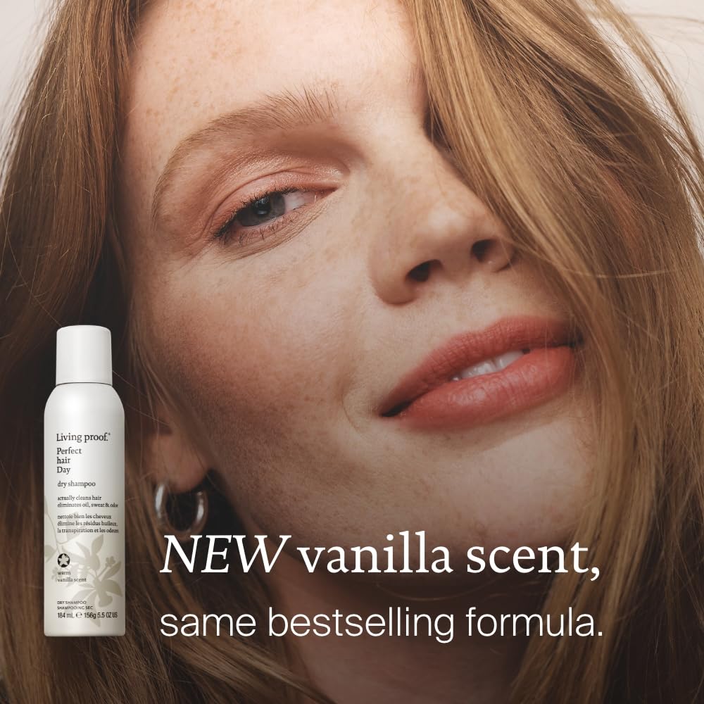 Living Proof Dry Shampoo Vanilla Scent spray nozzle delivers quick, mess-free freshness.