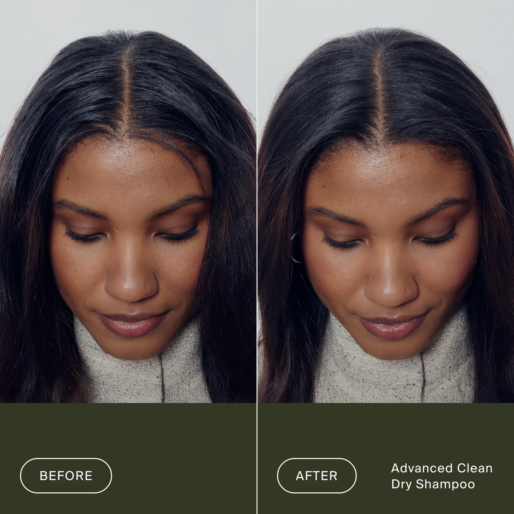 Living Proof phd dry shampoo hair after-use texture shows clean softness.