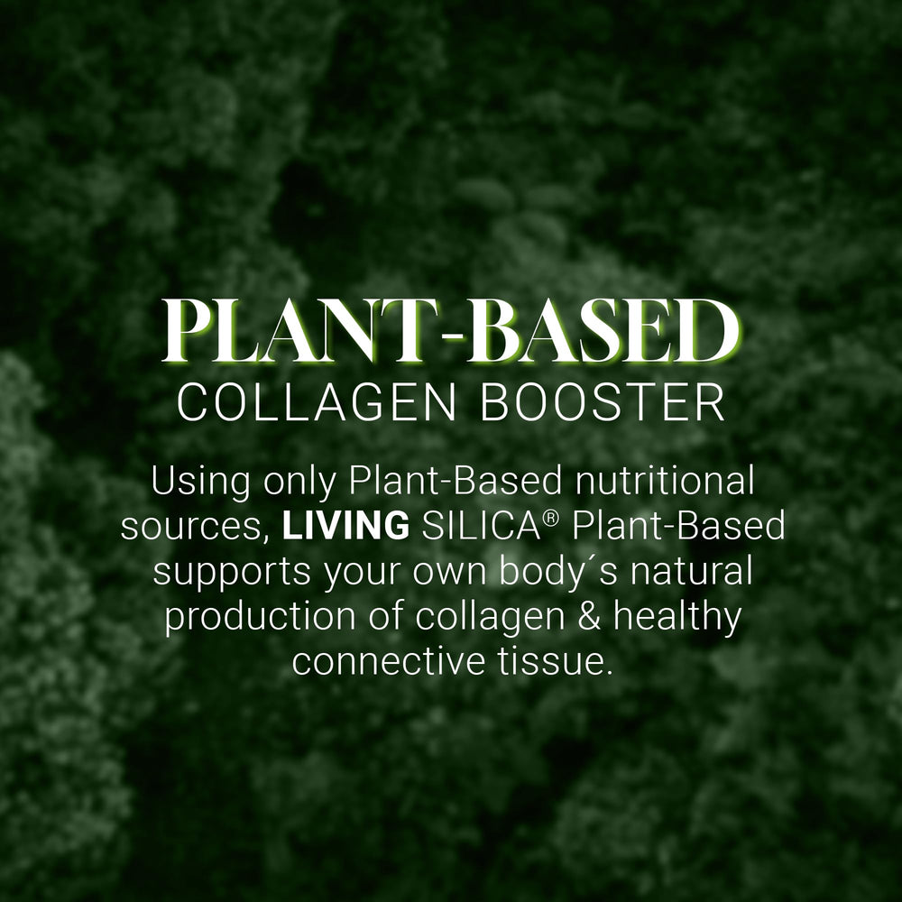 Living Silica bottle on shelf conveys premium plant-based collagen support.