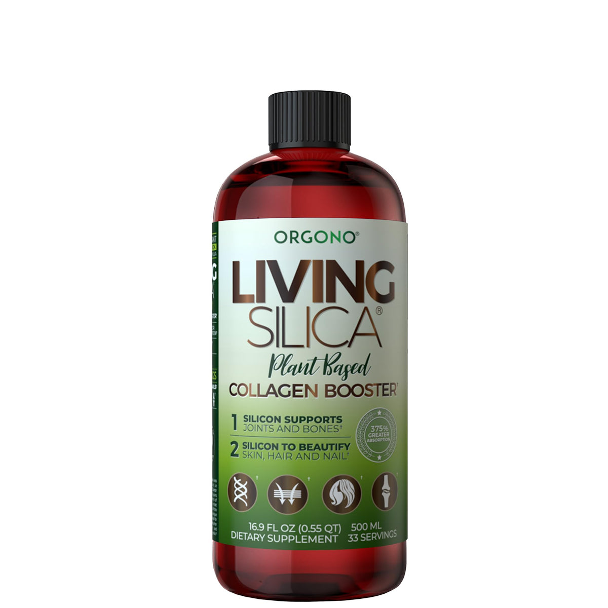 Living Silica bottle pour shows daily use for potential joint and skin support.