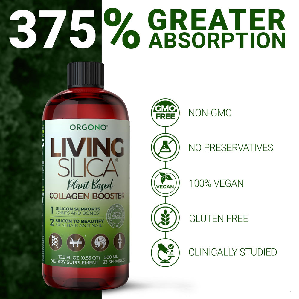 Living Silica label detail captures product name and nutrition information.