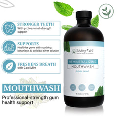 Living Well with Dr. Michelle Cool Mint Mouthwash label features safe natural ingredients.