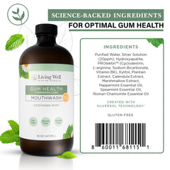 Living Well with Dr. Michelle packaging emphasizes alcohol-free and fluoride-free formula