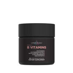 Livingood Daily B Complex bottle front, vegan B vitamins for daily wellness