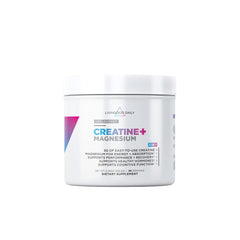 Livingood Daily Creatine + Magnesium powder bottle on counter for daily energy support