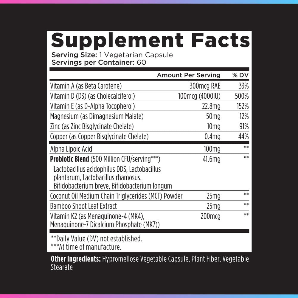 Nutrition facts panel of Livingood Daily 9-in-1 blend.