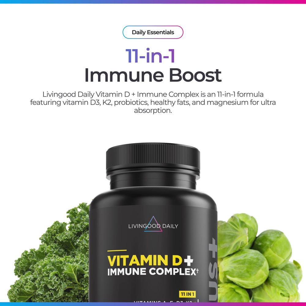 Close-up of Livingood Daily capsules highlighting D3 K2 blend.