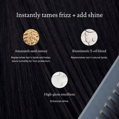 Living Proof No Frizz Instant De-Frizzer in hand illustrating lightweight conditioning for softer hair