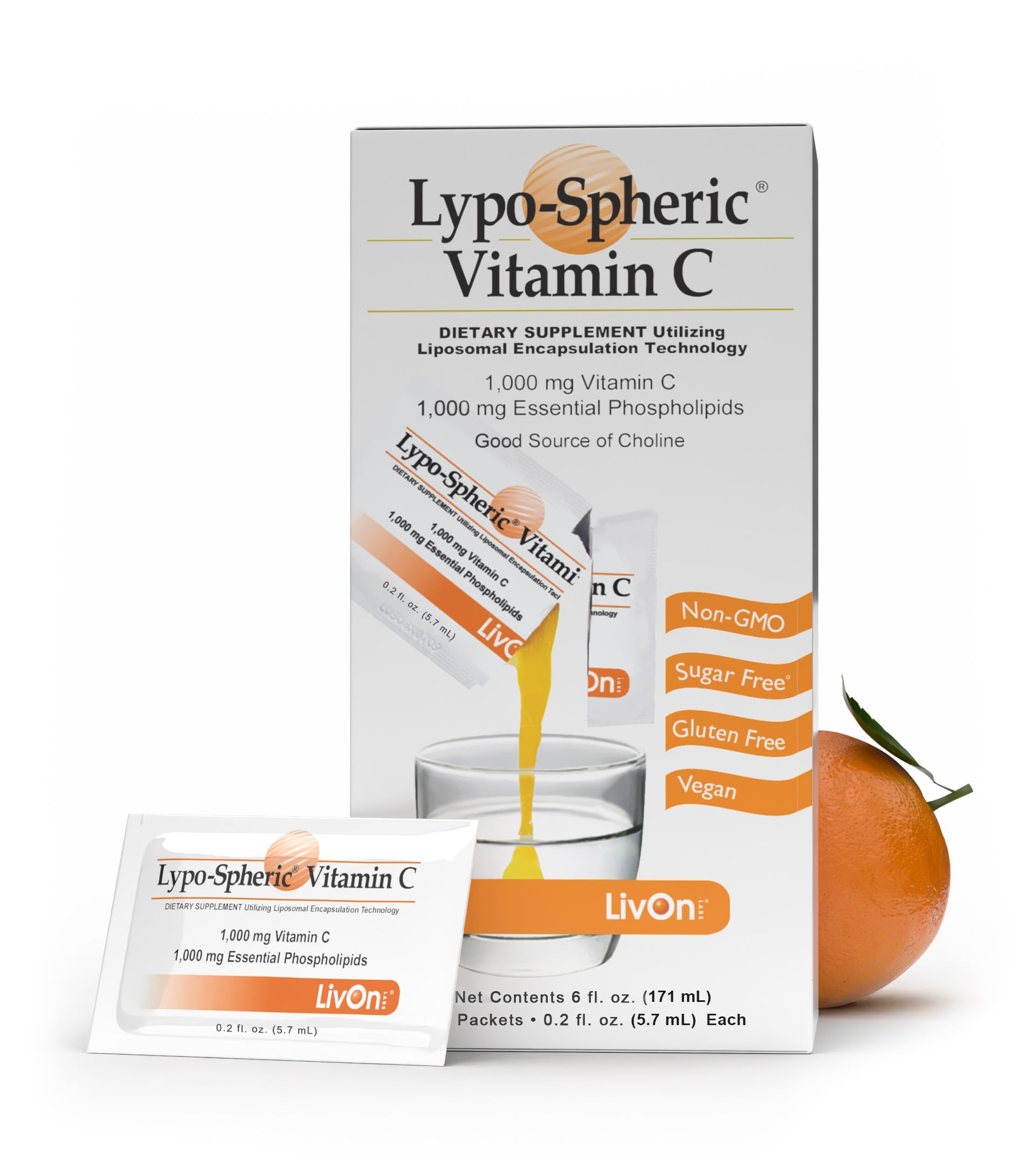 LivOn Laboratories Liposomal Vitamin C 1000mg packaging image suggests plant-based, immune-support options.