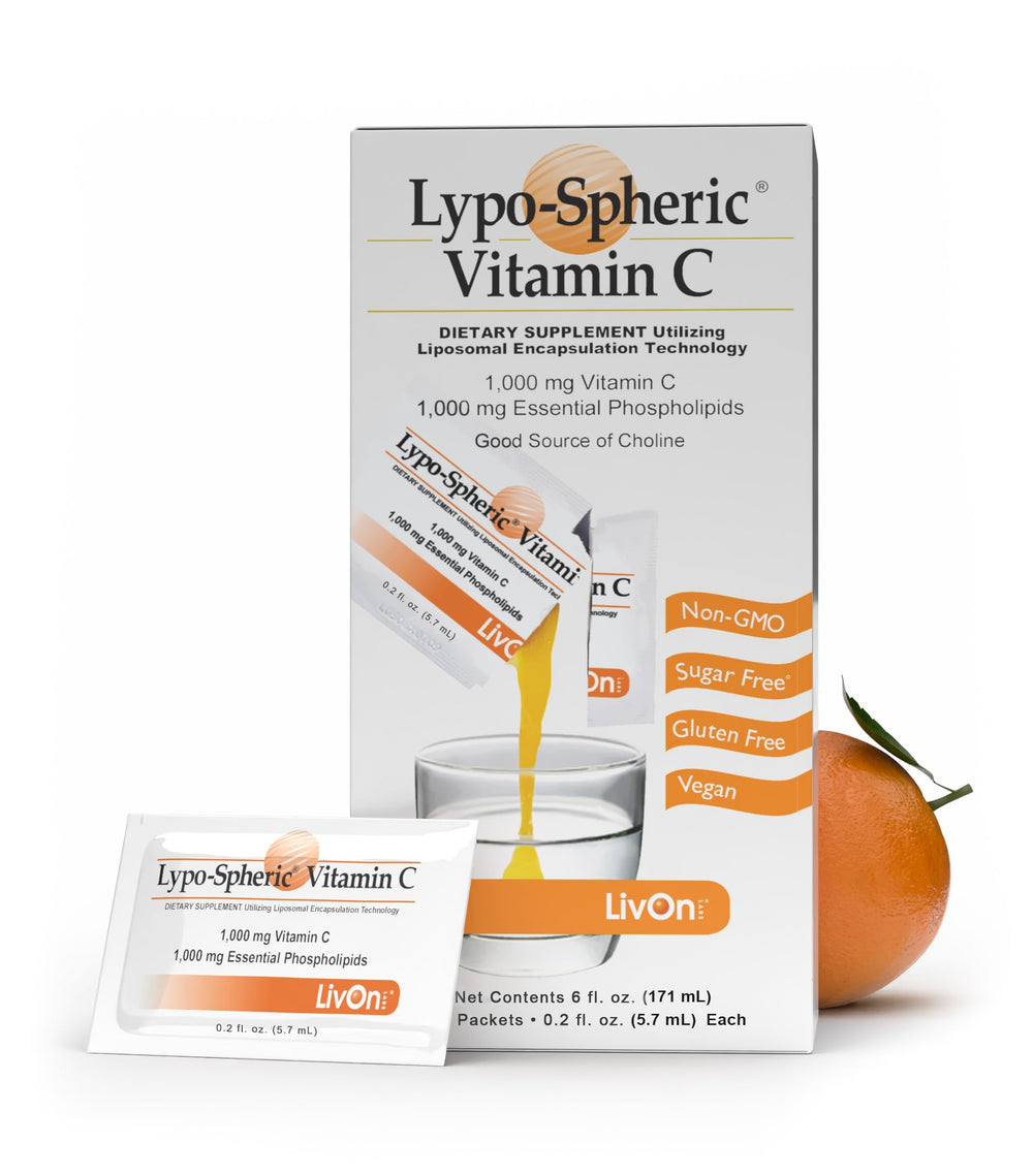 LivOn Laboratories Liposomal Vitamin C 1000mg packaging image suggests plant-based, immune-support options.