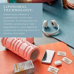 LivOn Liposomal Vitamin C 1000mg packet image ready to mix for daily intake.